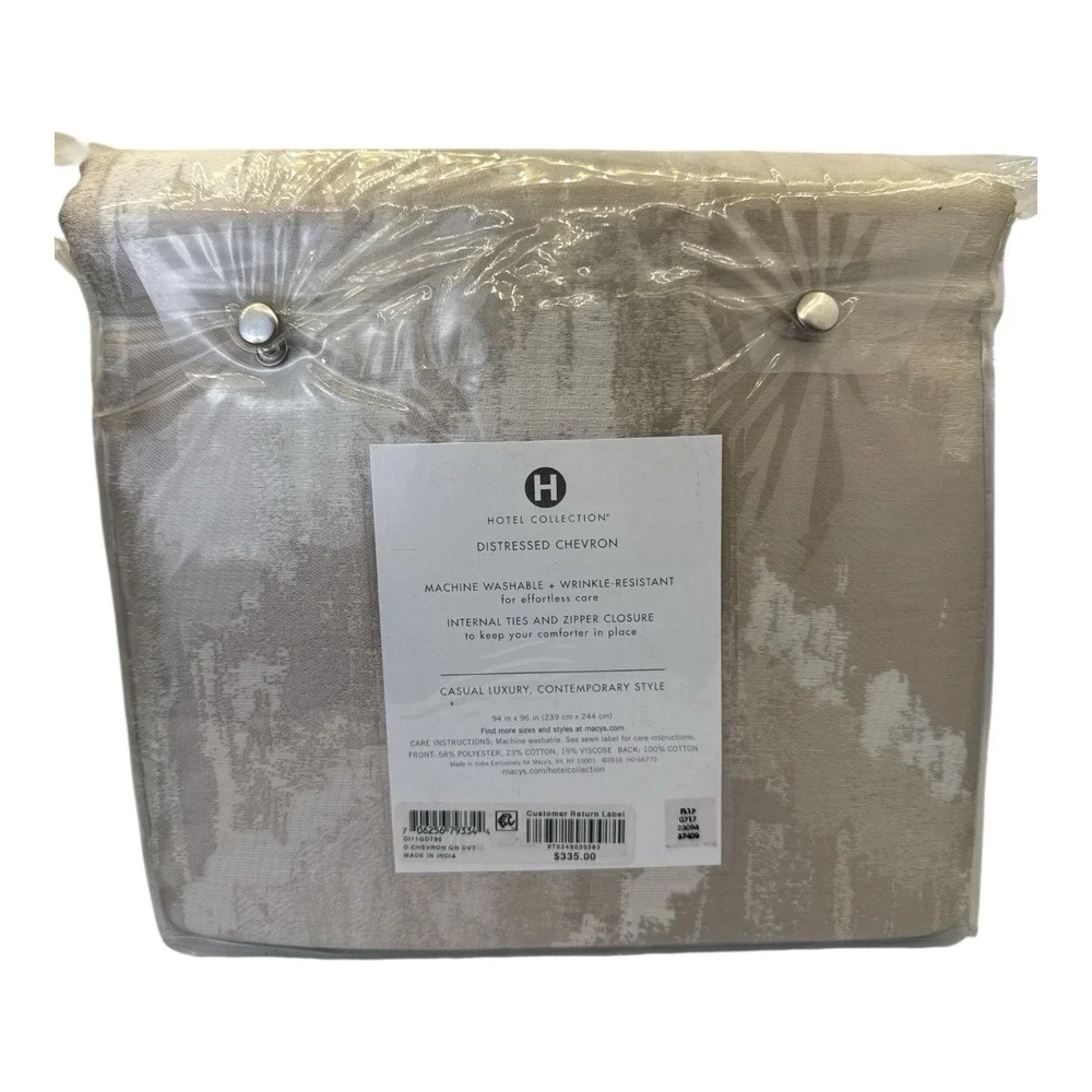 Hotel‎ Collection Distressed Chevron Full/Queen Comforter Cover New